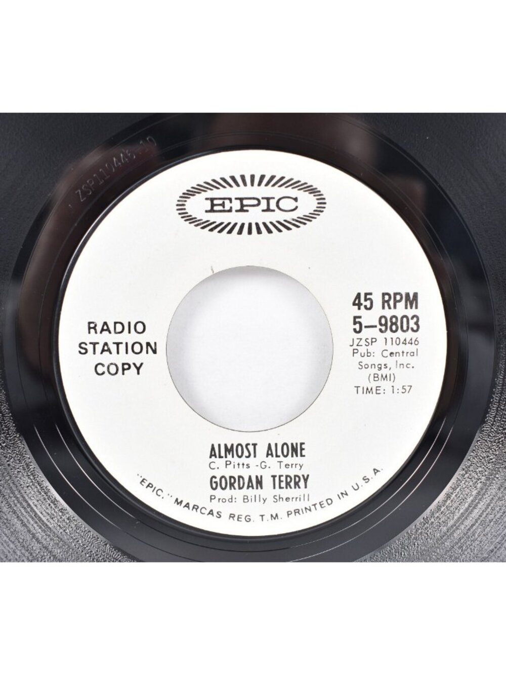 Rare Promo Gordan Terry My Teardrops Get Bigger Each Day / Almost Alone 45 RPM - Picture 2 of 4